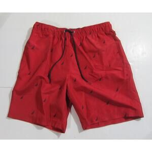 Nautica All Over Logo Mens Swim Trunks Red Size Medium M NWT